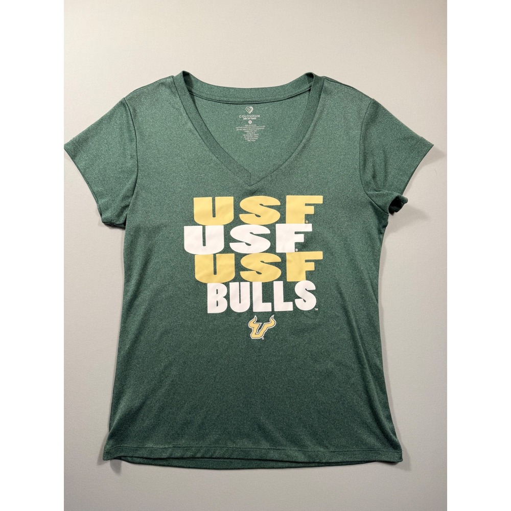 Colosseum USF Bulls University of South Florida V-Neck Graphic Tee Green Medium